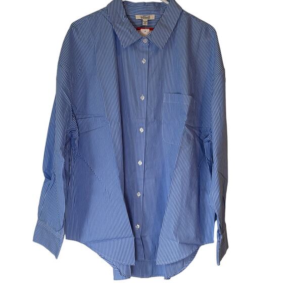 Edited by Remi Bader Oversized Button-Down Blue Pin-Striped Shirt Women's XL NWT - Picture 5 of 6